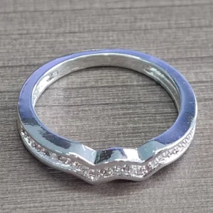 APSVO 18K White Gold Plated 0 1ct Rings Women Stackable Non Tarnish Knuckle CZ S925 Sterling Silver Eternity Promise Band Wedding Engagement Birthday