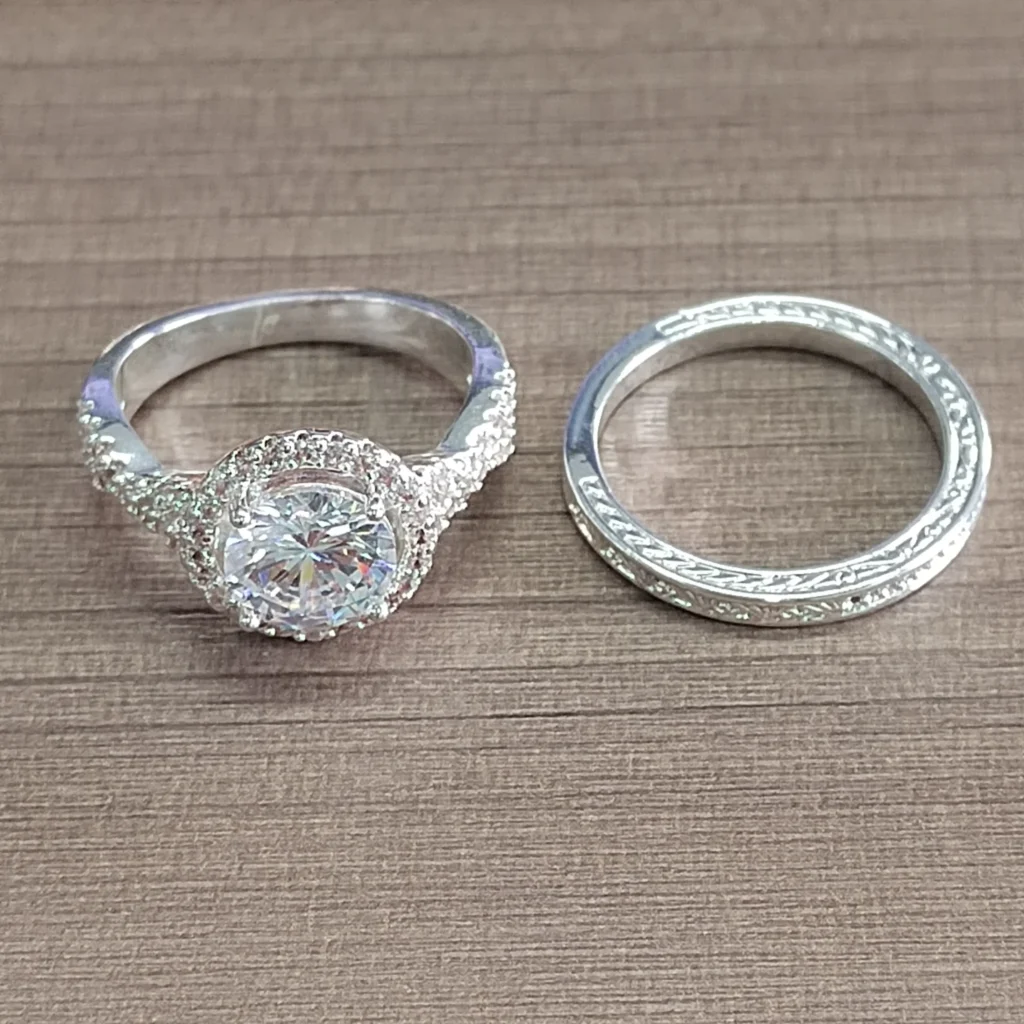 APSVO 18K White Gold Plated Stackable CZ Ring – Non-Tarnish S925 Silver — close-up detail of design and finish