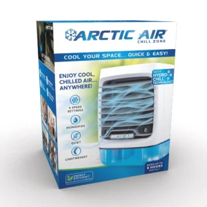 Arctic Air Chill Zone Evaporative Air Cooler Portable Cooler with 4 Fan Speeds LED Night Light