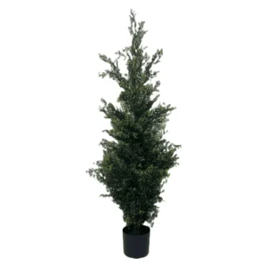 Artificial Cedar Tree 2 Pack 3 ft Outdoor Artificial Topiary Cedar Plants Fake Tree UV Rated Potted Plants Porch Decor Faux Pine Tree Perfect Housewa