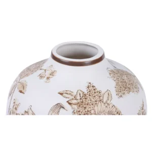 Artisan-Style Brown Floral Ceramic Vase – Hand-Painted Decor