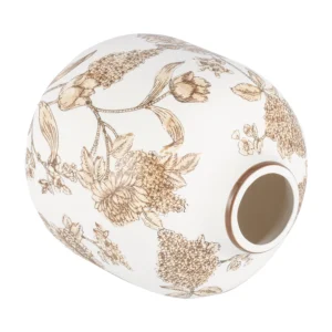 Artisan-Style Brown Floral Ceramic Vase – Hand-Painted Decor