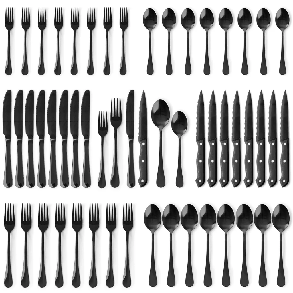Astercook 25-Piece Black Silverware Set – Stainless Steel Flatware β close-up detail of design and finish
