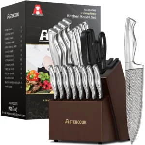 Astercook 6 Piece Flower Kitchen Knife Set German High Carbon Stainless Steel Knives Sets 6 Blade Guards Dishwasher Safe Perfect Gifts Kitchen