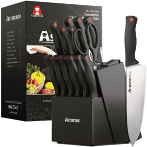 Astercook 6 Piece Flower Kitchen Knife Set German High Carbon Stainless Steel Knives Sets 6 Blade Guards Dishwasher Safe Perfect Gifts Kitchen