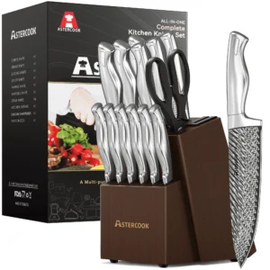 Astercook 6 Piece Flower Kitchen Knife Set German High Carbon Stainless Steel Knives Sets 6 Blade Guards Dishwasher Safe Perfect Gifts Kitchen