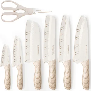 Astercook Kitchen Knife Set with Cover 12 Pcs Paisley Pattern German Stainless Steel Dishwasher Safe