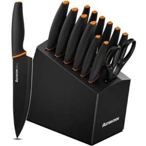 Astercook Kitchen Knife Set with Cover 12 Pcs Paisley Pattern German Stainless Steel Dishwasher Safe