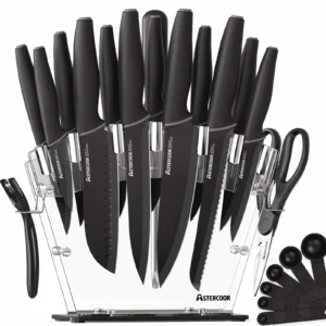 Astercook Knife Set with Sharpener Block 15 Piece