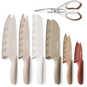 Astercook Knife Set with Sharpener Block 15 Piece