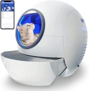 Automatic Cat Litter Box Self Cleaning and Odor Removal Robot with Liner 2 4G Wifi App Control Sensor Safety Protection for Multi Cats