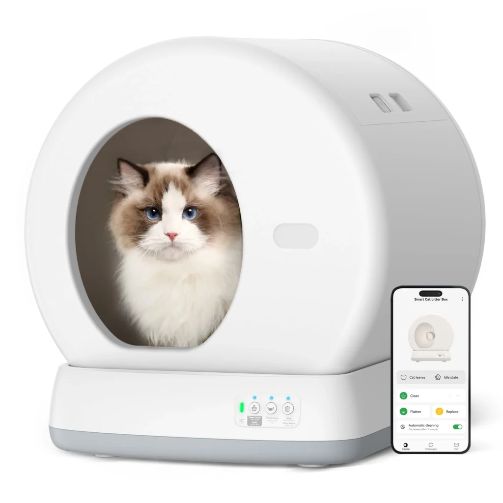 SmartPet Self-Cleaning Odor Control Litter Box Robot – WiFi App & Safety β alternate angle showing full product