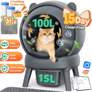 Automatic Cat Litter Box Self Cleaning and Odor Removal Robot with Liner 2 4G Wifi App Control Sensor Safety Protection for Multi Cats