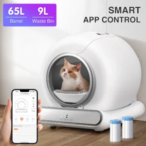 Automatic Cat Litter Box Self Cleaning and Odor Removal Robot with Liner 2 4G Wifi App Control Sensor Safety Protection for Multi Cats