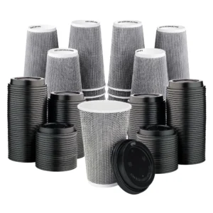 Baalaka Insulated Ripple Double Walled Disposable Paper Cups 16oz 50 Count