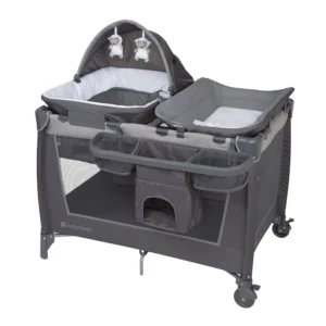Baby Trend Simply Smart Nursery Center Playard with Bassinet and Travel Bag Whisper Grey