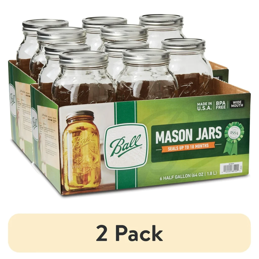 Ball Wide Mouth 64oz Mason Jars (6-Count) – Versatile Storage β alternate angle showing full product