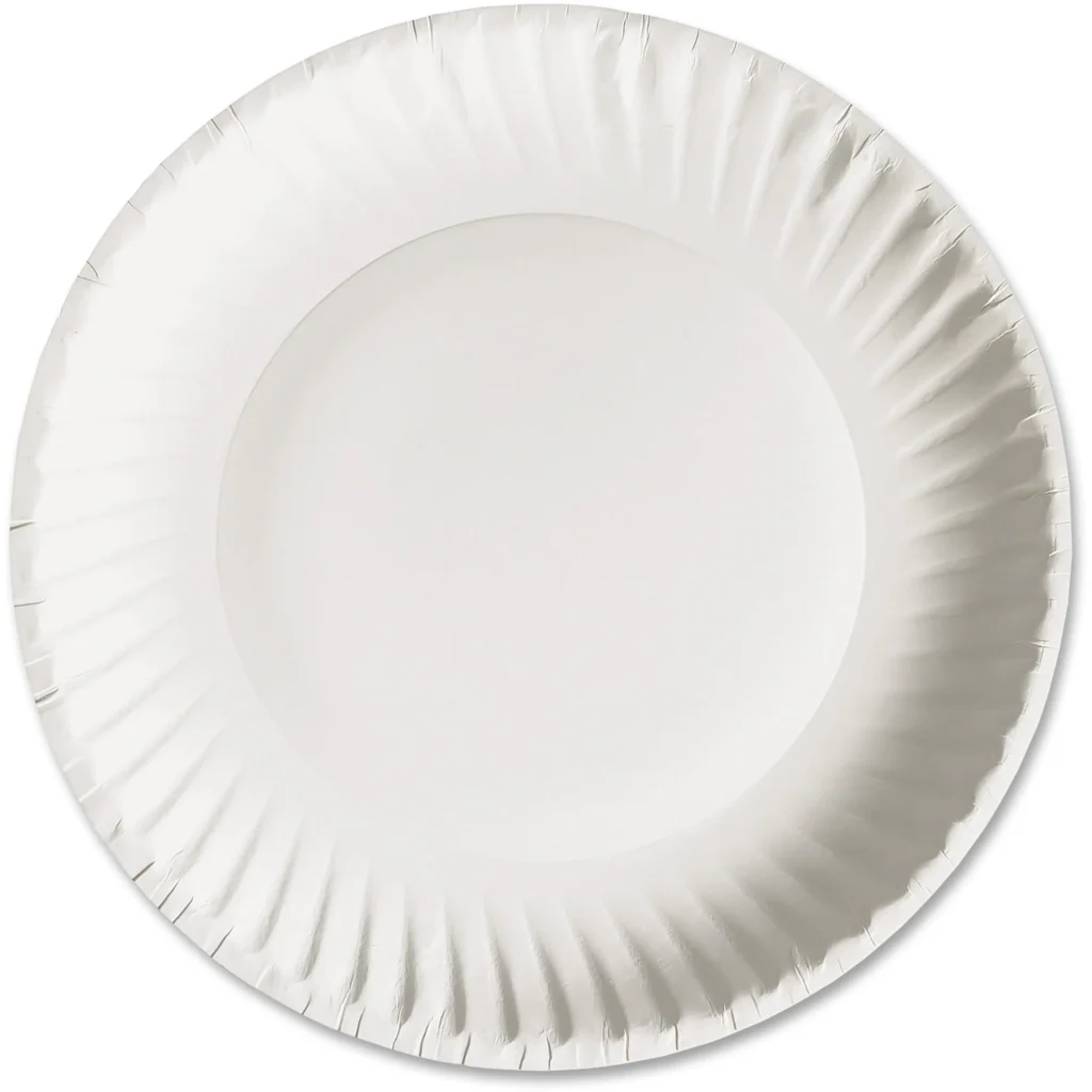Basics Everyday 8.62″ Disposable Paper Plates – 100 Count, Essential Strength — alternate angle showing full product