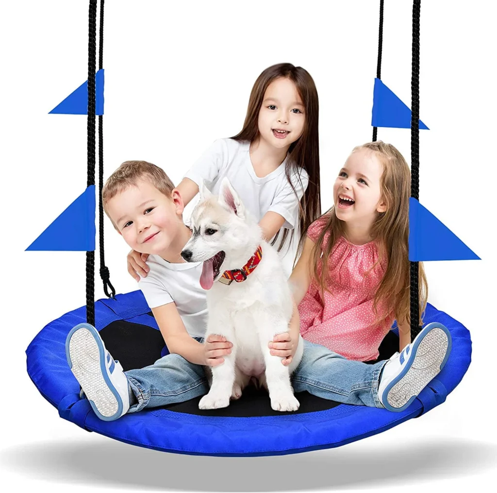 Batman 40-Inch Saucer Swing with Adjustable Ropes – Outdoor Fun for Ages 3+ β alternate angle showing full product