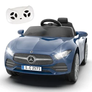 BCARORUR Licensed Benz CLS 350 12V Electric Ride Toys Parent Remote Control Spring Suspension Power Car Wheels Bluetooth Music LED Lights Kids Orange