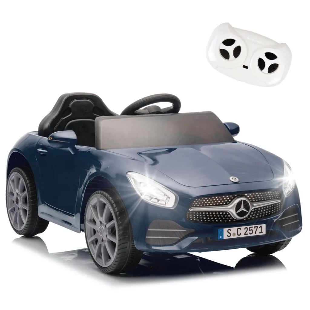BCARORUR Licensed Benz CLS 350 12V Electric Ride Toys Parent Remote Control Spring Suspension Power Car Wheels Bluetooth Music LED Lights Kids Orange