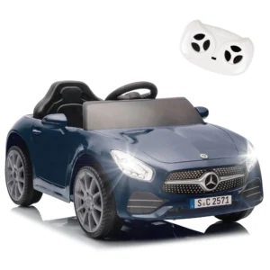 BCARORUR Licensed Benz CLS 350 12V Electric Ride Toys Parent Remote Control Spring Suspension Power Car Wheels Bluetooth Music LED Lights Kids Orange