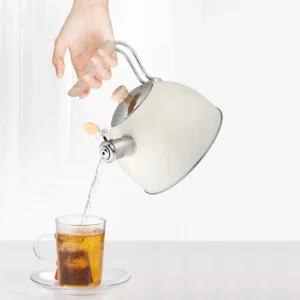 Beautiful 1 8L Ceramic Non Stick Stovetop Tea Kettle White Icing by Drew Barrymore