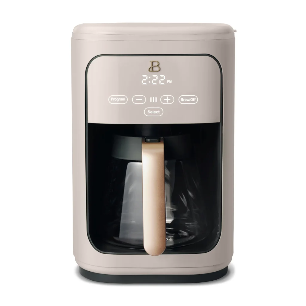 Beautiful by Drew Barrymore 12-Cup Programmable Coffee Maker – White Icing β alternate angle showing full product