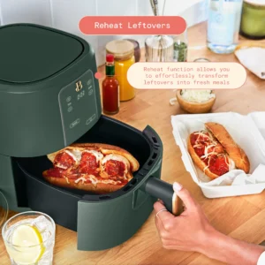 Beautiful 3 0QT Air Fryer Touchscreen Thyme Green by Drew Barrymore