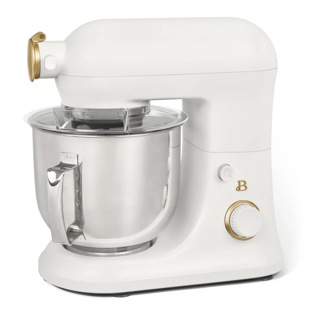 Beautiful 3.5 QT Stand Mixer – Compact Buttercream Style β alternate angle showing full product