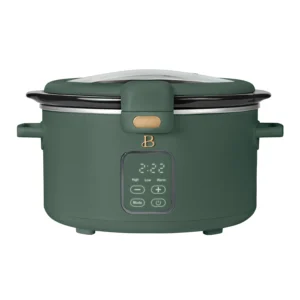 Beautiful 4 0 QT Prog Slow Cooker with Hinger Lid Thyme Green by Drew Barrymore