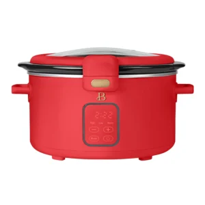 Beautiful 4 0 QT Prog Slow Cooker with Hinger Lid Tomato Red by Drew Barrymore 1