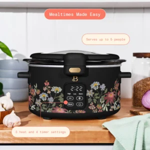 Beautiful 4 0 QT Prog Slow Cooker with Hinger Lid Tomato Red by Drew Barrymore 5