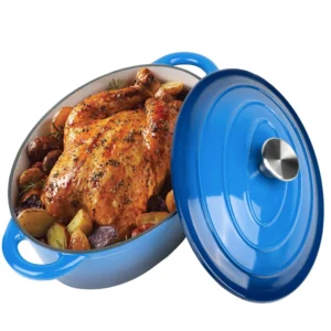 Beautiful 4 Quart Enameled Cast Iron Round Dutch Oven with petal design lid Lavender by Drew Barrymore