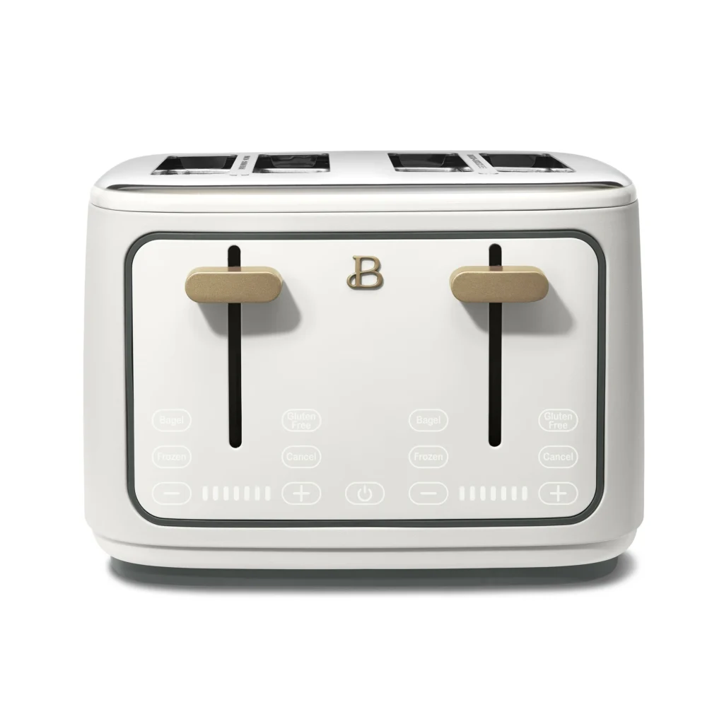 Beautiful by Drew Barrymore 4-Slice Toaster – Touch Display, White Icing β close-up detail of design and finish