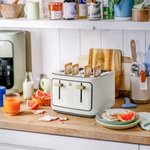 Beautiful 4 Slice Toaster with Touch Activated Display White Icing by Drew Barrymore