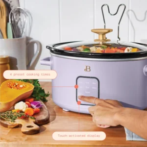 Beautiful 4Qt Slow Cooker with Touch Activated Display White Icing by Drew Barrymore
