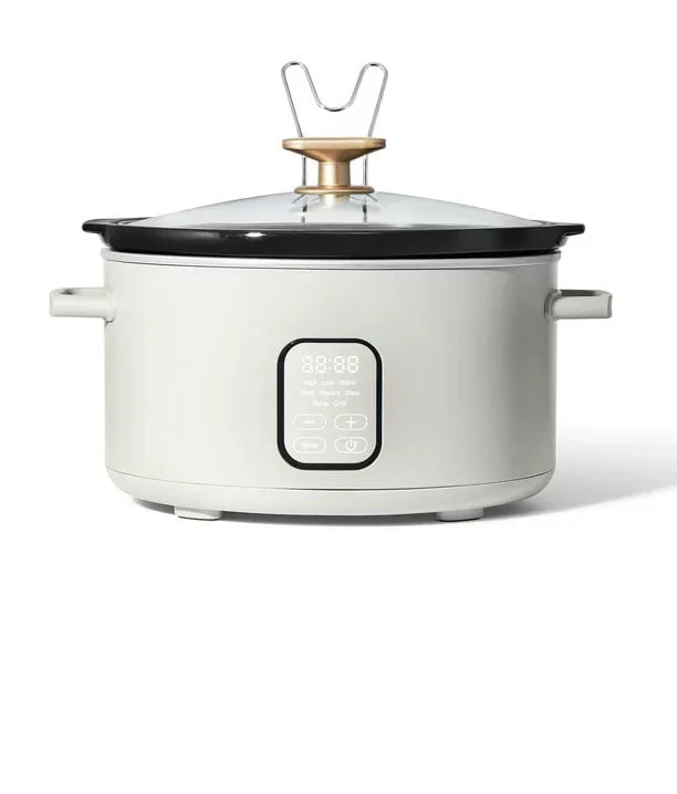 Beautiful 6 QT Programmable Slow Cooker Wildflower White by Drew Barrymore — close-up detail of design and finish