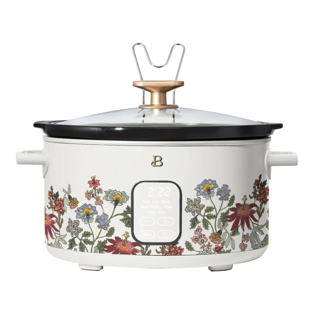 Beautiful 6 QT Programmable Slow Cooker Wildflower White by Drew Barrymore