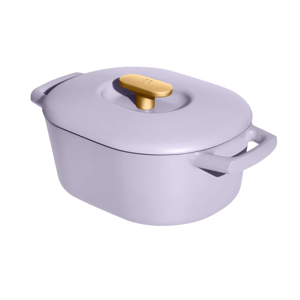 Beautiful 6 Quart Enamel Dutch Oven – Rose Finish Excellence β alternate angle showing full product