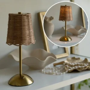 Beautiful Portable Rechargable Thyme Green Table Lamp by Drew Barrymore