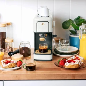Beautiful Slim Espresso Maker with 20 Bar Pressure Black Sesame by Drew Barrymore