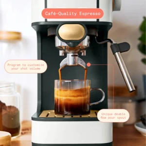 Beautiful Slim Espresso Maker with 20 Bar Pressure Black Sesame by Drew Barrymore