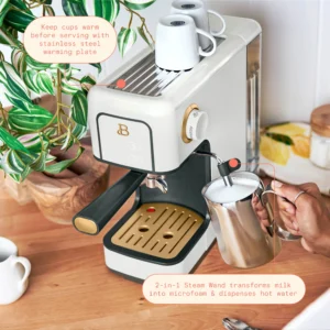 Beautiful Slim Espresso Maker with 20 Bar Pressure Black Sesame by Drew Barrymore