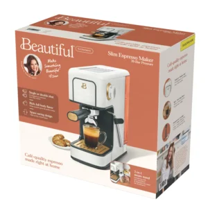 Beautiful Slim Espresso Maker with 20 Bar Pressure Black Sesame by Drew Barrymore