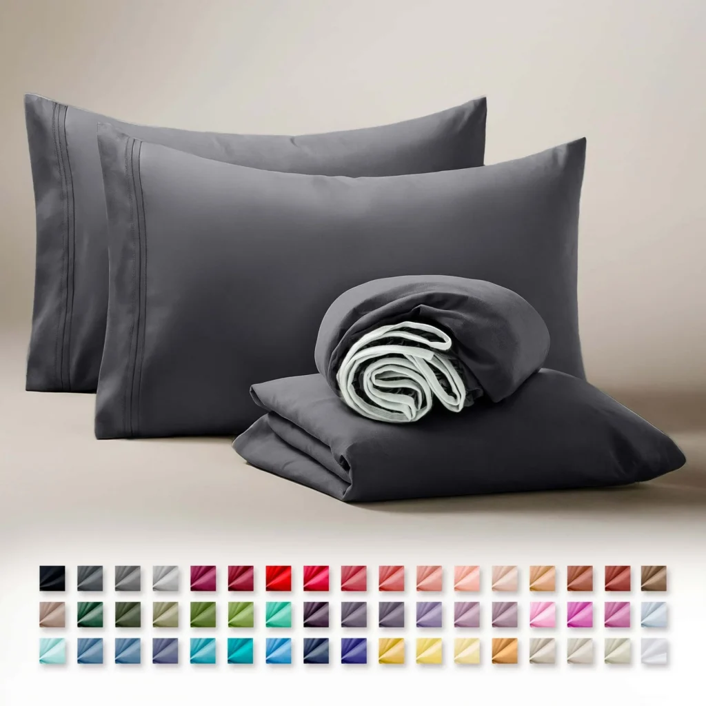 Beautiful Solid 4-Piece King Sheet Set – Soft Woodrose Finish — alternate angle showing full product