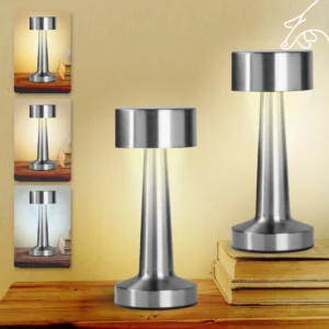 Bell Howell Chelsea Table Lamp Small Cordless Touch LED Rechargeable Lamp for Bedside Desk Nightstand Midnight Black