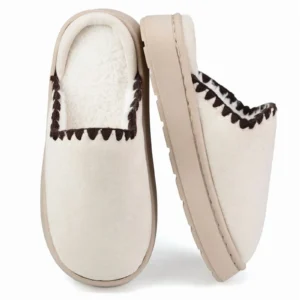 BERANMEY Cozy Fuzzy Slippers, Short Ankle Design, Anti-Slip EVA Sole