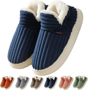 BERANMEY Fashionable Fall Winter Thick Soled Furry Slippers For Women Cozy Warm Cotton Booties Buckle Detail Stylish Insulated Indoor Outdoor Use