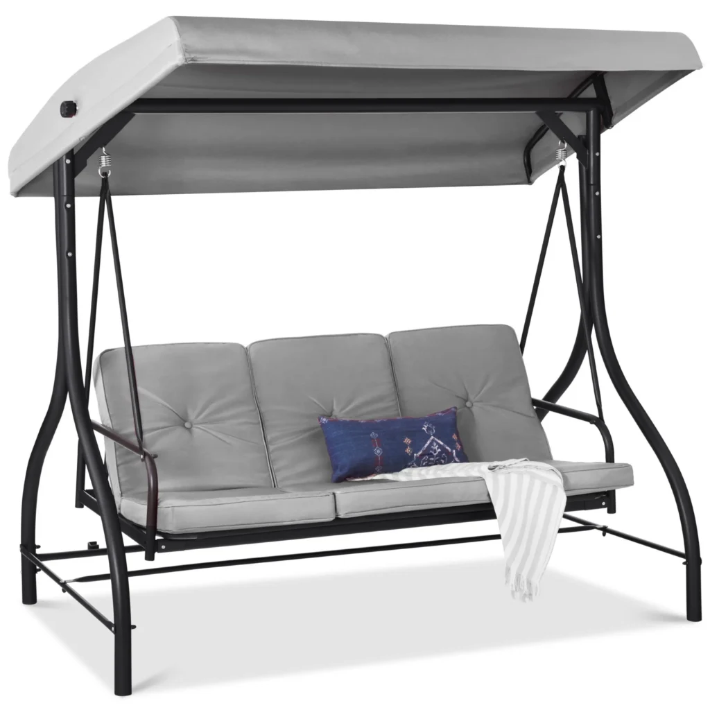 Best Choice Products 3-Seat Canopy Swing – Converts to Bed — alternate angle showing full product